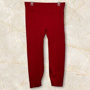 PINK Victoria's Secret Red Ribbed High Waist 7/8 Tights Leggings Seamless Women